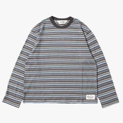 ROMY MULTI STRIPE LONG SLEEVE T-SHIRT -BROWN-