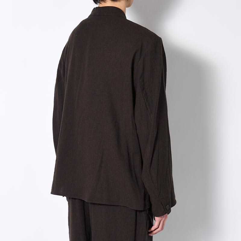 Silk Linen Chelsea Jacket -DarkBrown-