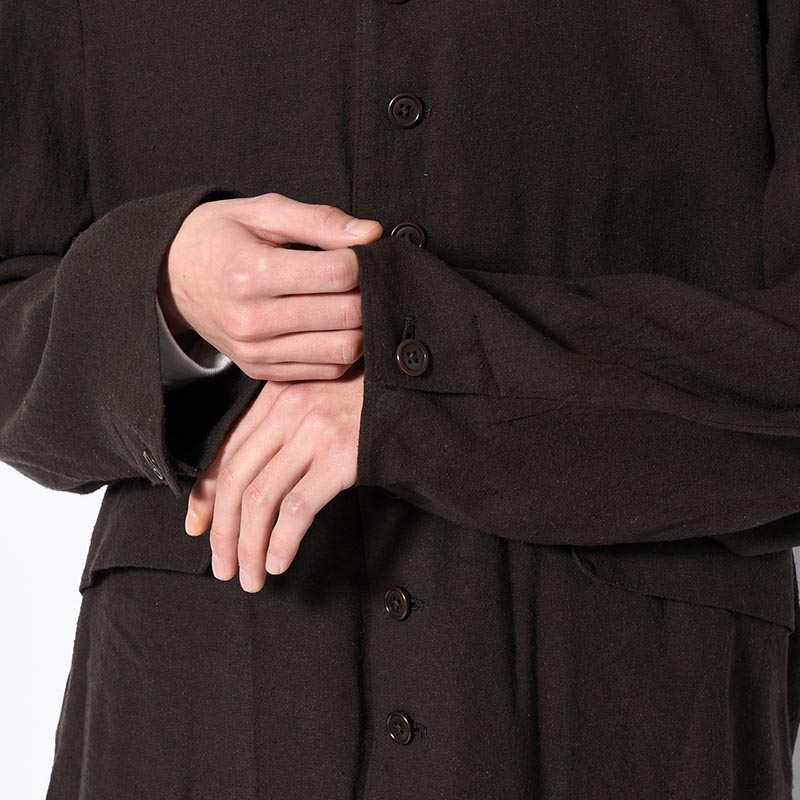 Silk Linen Chelsea Jacket -DarkBrown-