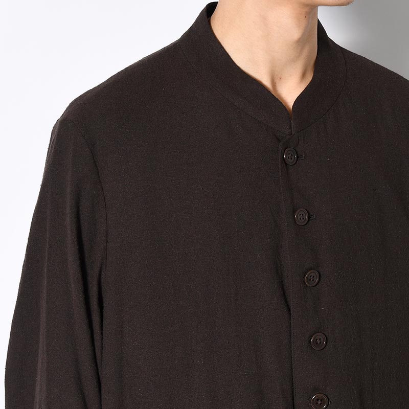 Silk Linen Chelsea Jacket -DarkBrown-