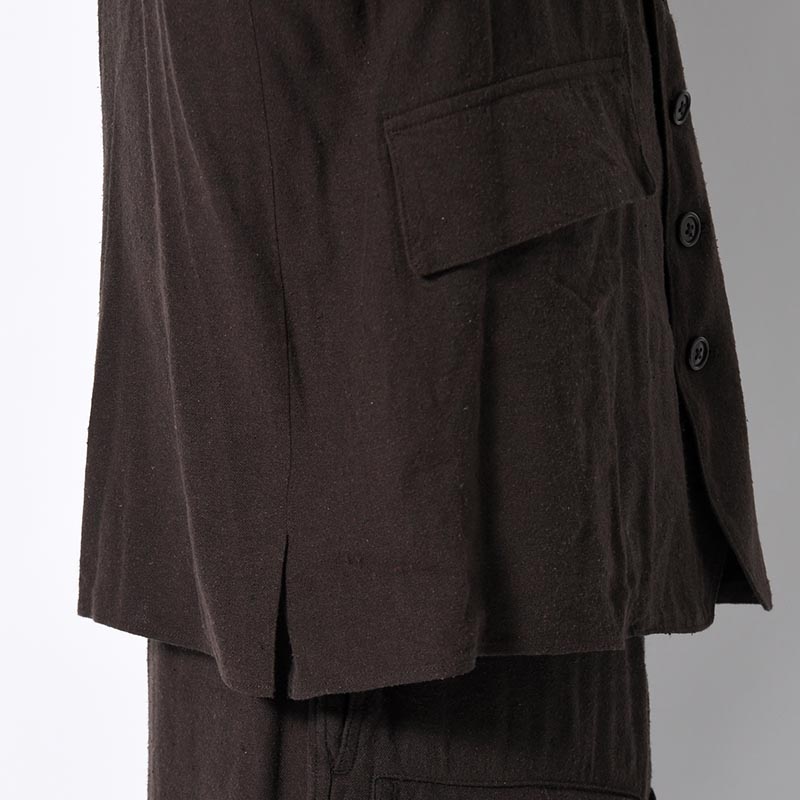 Silk Linen Chelsea Jacket -DarkBrown-