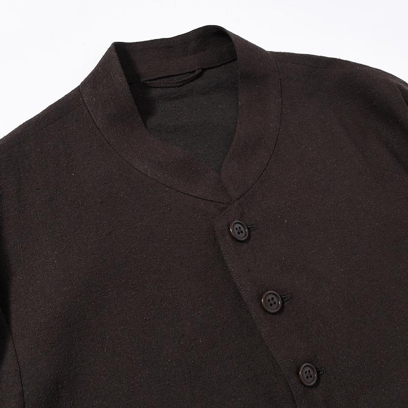 Silk Linen Chelsea Jacket -DarkBrown-