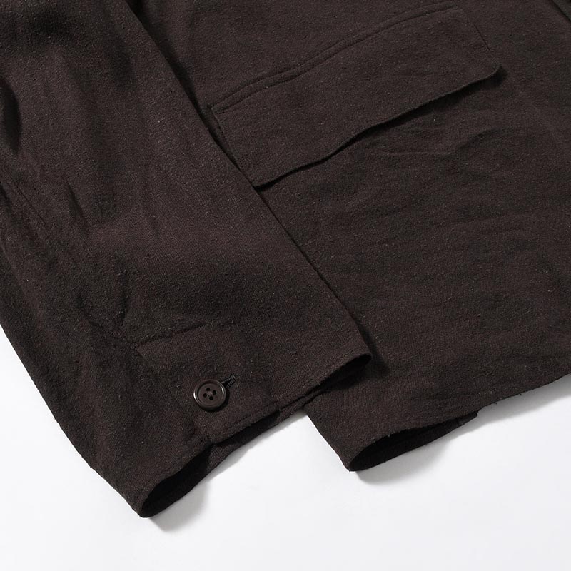 Silk Linen Chelsea Jacket -DarkBrown-