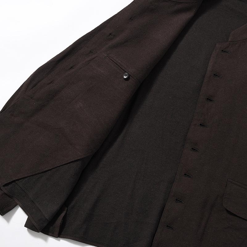 Silk Linen Chelsea Jacket -DarkBrown-