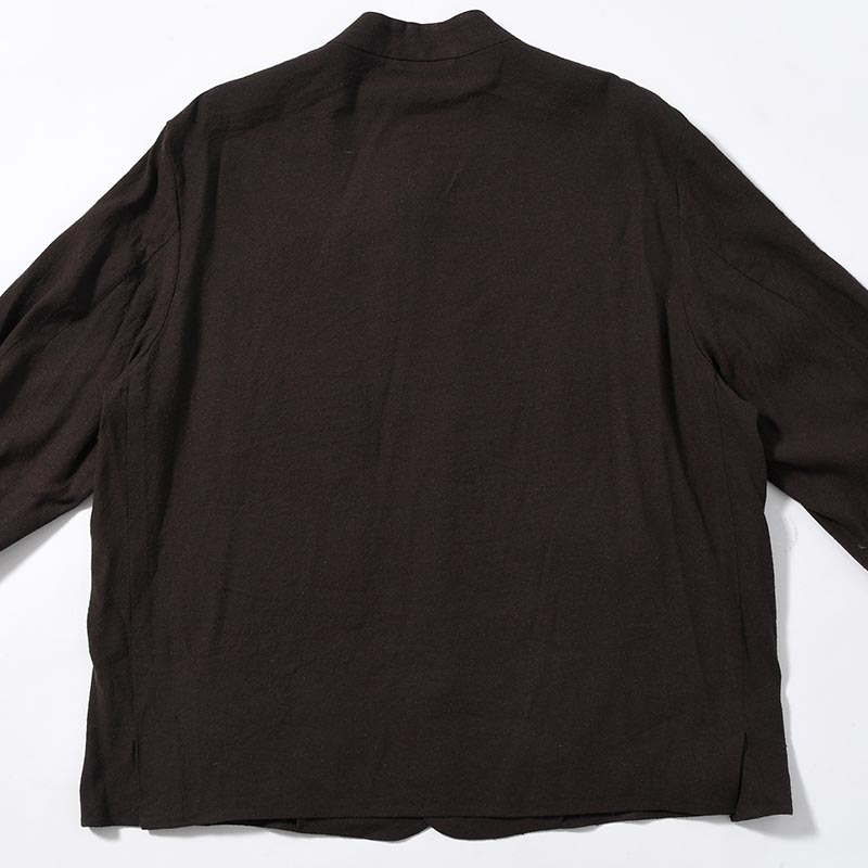 Silk Linen Chelsea Jacket -DarkBrown-