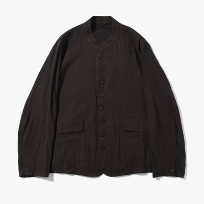 Silk Linen Chelsea Jacket -DarkBrown-