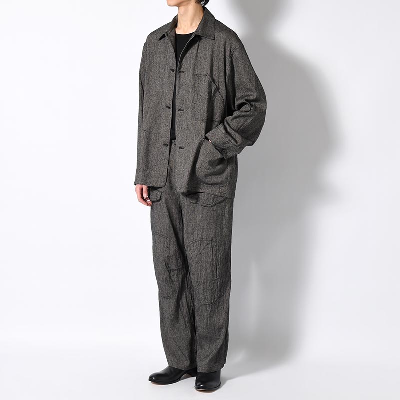 Silk Linen Work Jacket -Black Chambray-