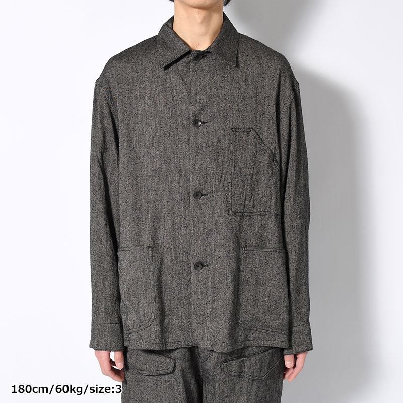 Silk Linen Work Jacket -Black Chambray-