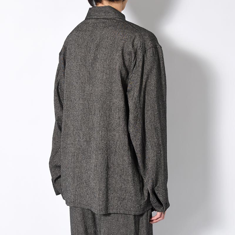 Silk Linen Work Jacket -Black Chambray-