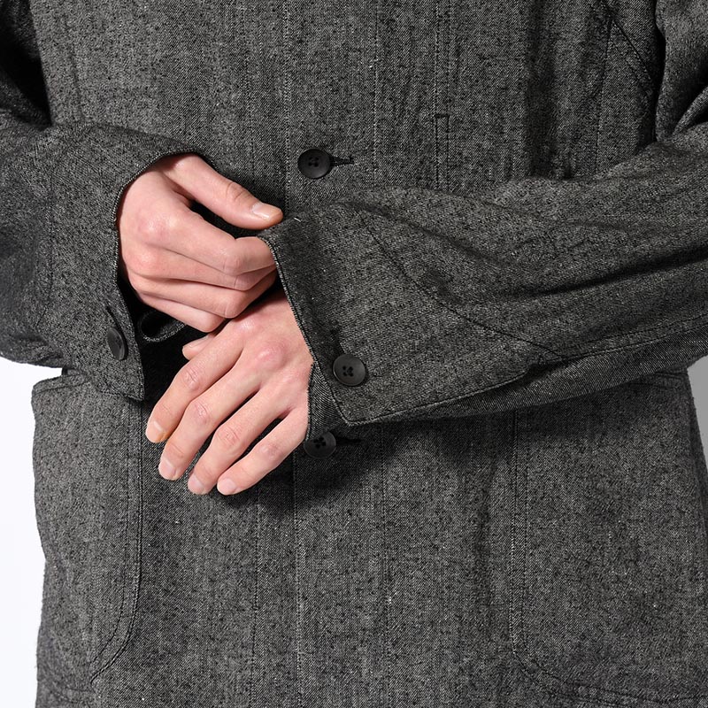 Silk Linen Work Jacket -Black Chambray-