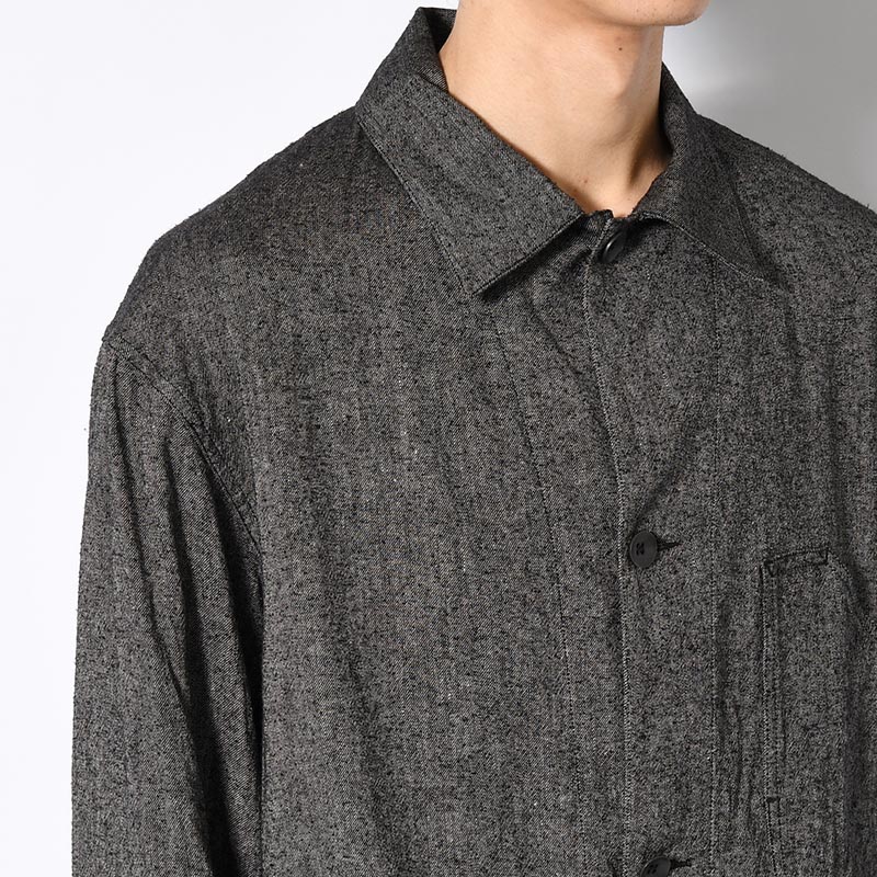 Silk Linen Work Jacket -Black Chambray-