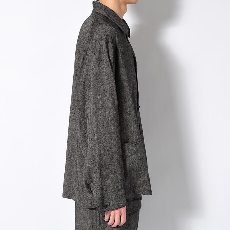 Silk Linen Work Jacket -Black Chambray-