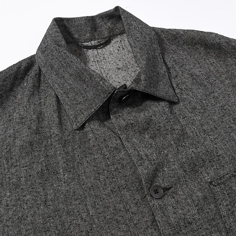 Silk Linen Work Jacket -Black Chambray-