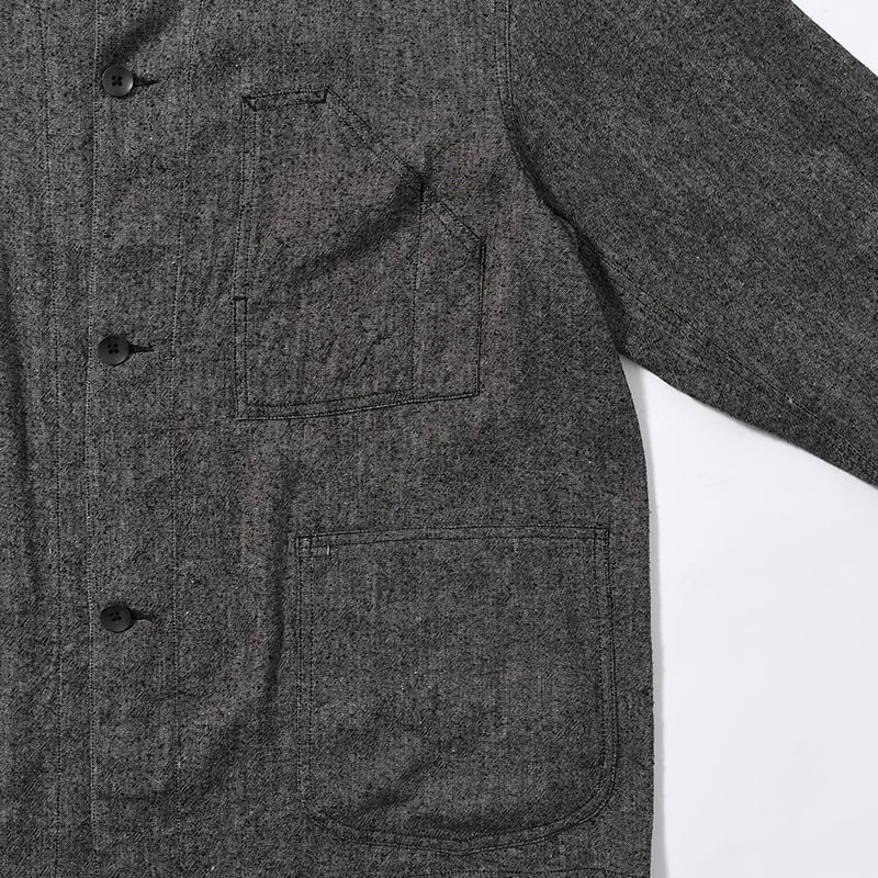 Silk Linen Work Jacket -Black Chambray-