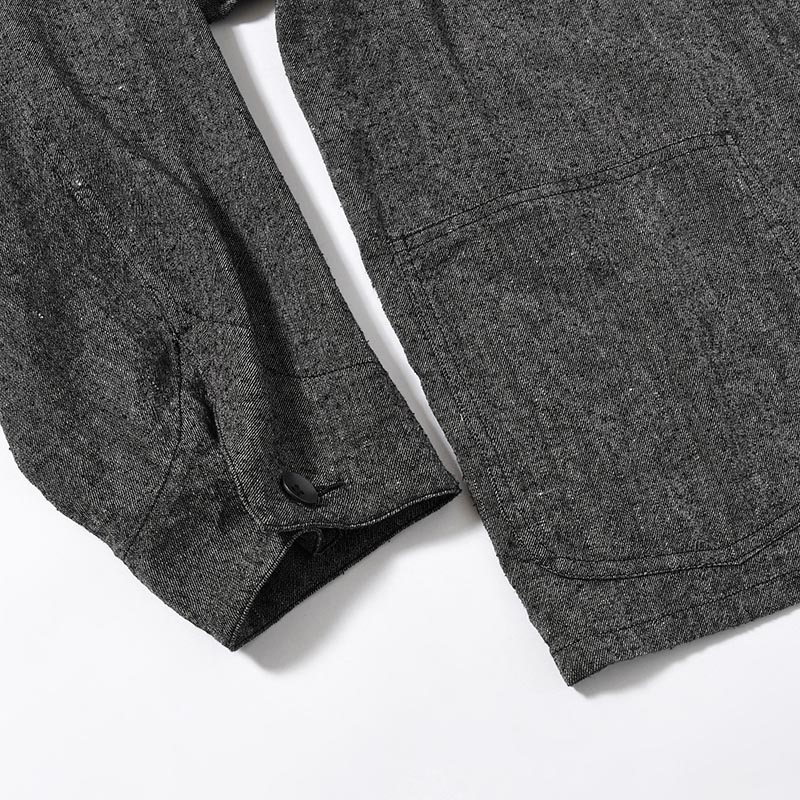 Silk Linen Work Jacket -Black Chambray-