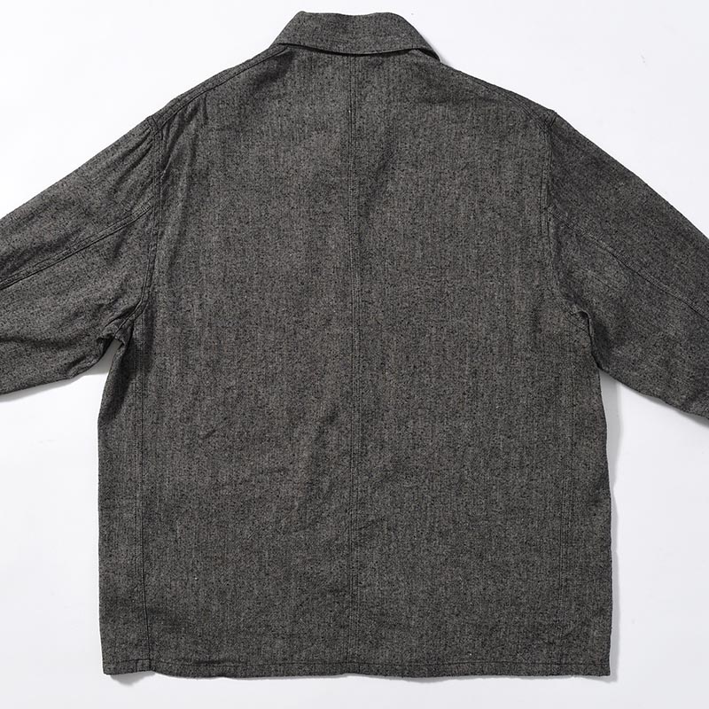 Silk Linen Work Jacket -Black Chambray-