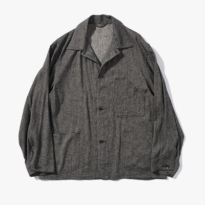 Silk Linen Work Jacket -Black Chambray-