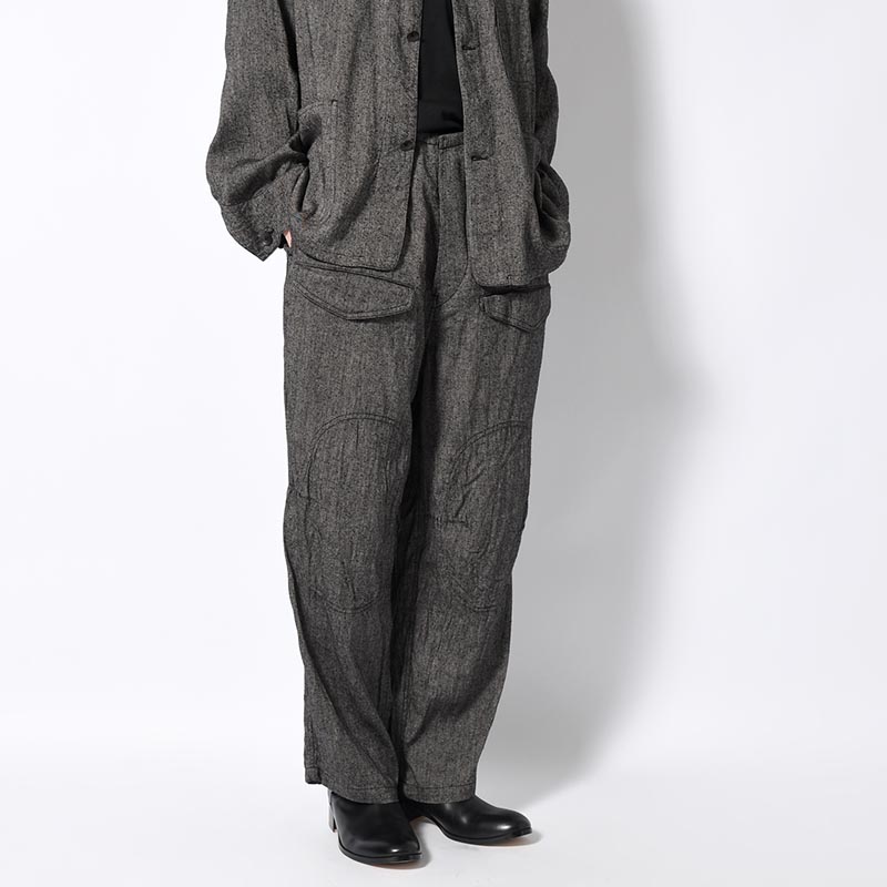 Silk Linen F1B Pants -Black Chambray-