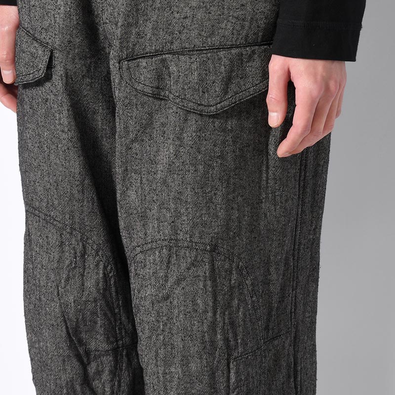 Silk Linen F1B Pants -Black Chambray-