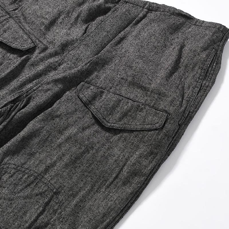 Silk Linen F1B Pants -Black Chambray-