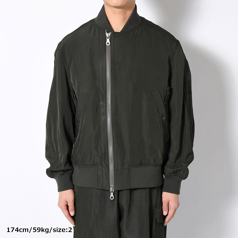 Rayon Nylon Silk B-15A Jacket -DarkOlive-