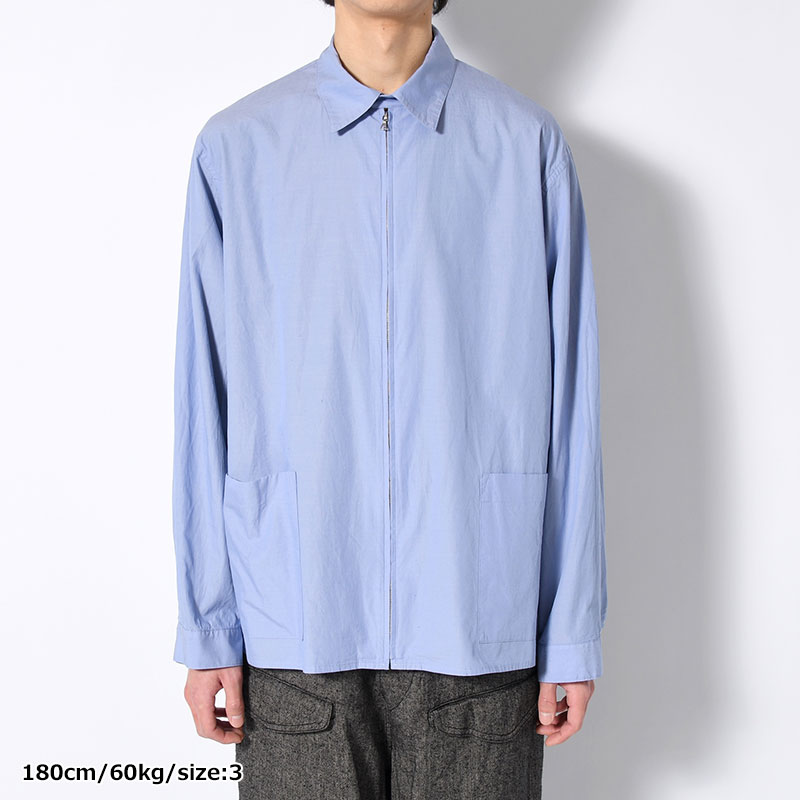 Chambray Zip Shirt -Saxe-