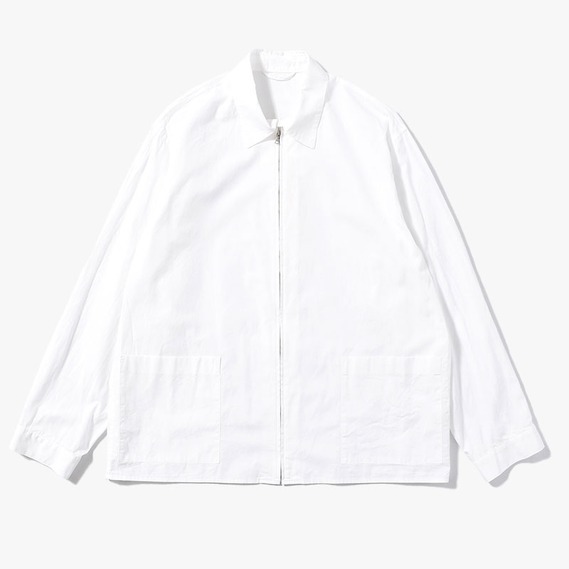 Chambray Zip Shirt -White-