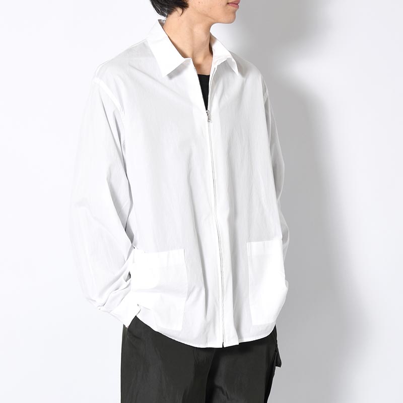 Chambray Zip Shirt -White-