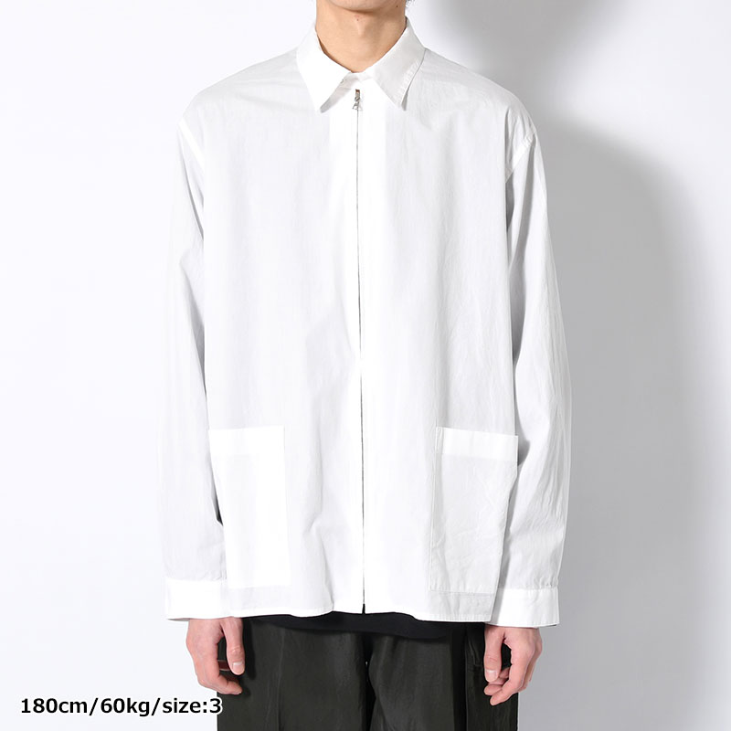 Chambray Zip Shirt -White-