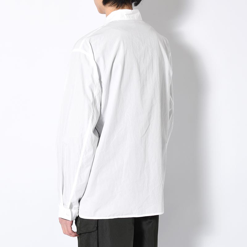 Chambray Zip Shirt -White-