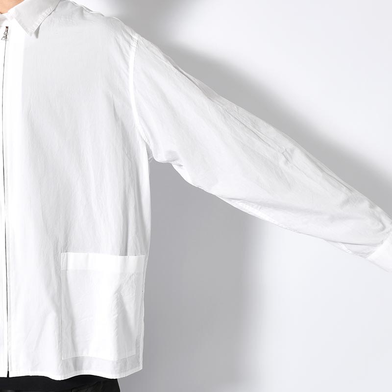 Chambray Zip Shirt -White-