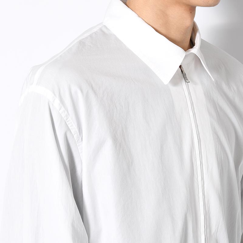 Chambray Zip Shirt -White-