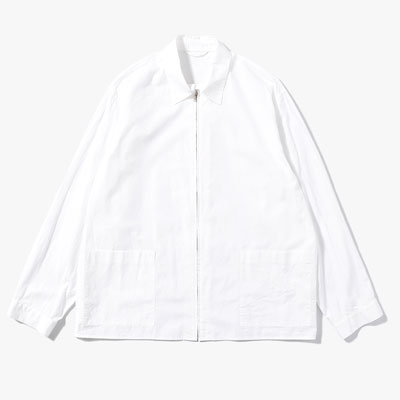 Chambray Zip Shirt -White-