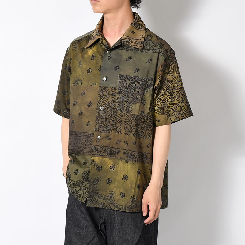 BANDANA PATCH WORK SS SHIRT Sun Fade Size:2 -KHAKI-