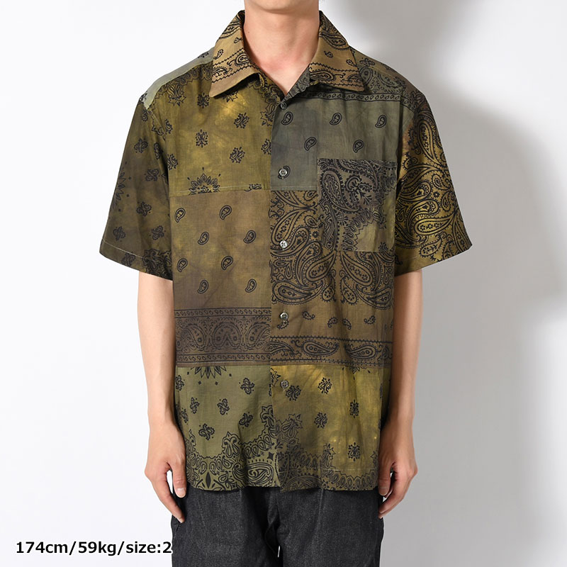 BANDANA PATCH WORK SS SHIRT Sun Fade Size:2 -KHAKI-