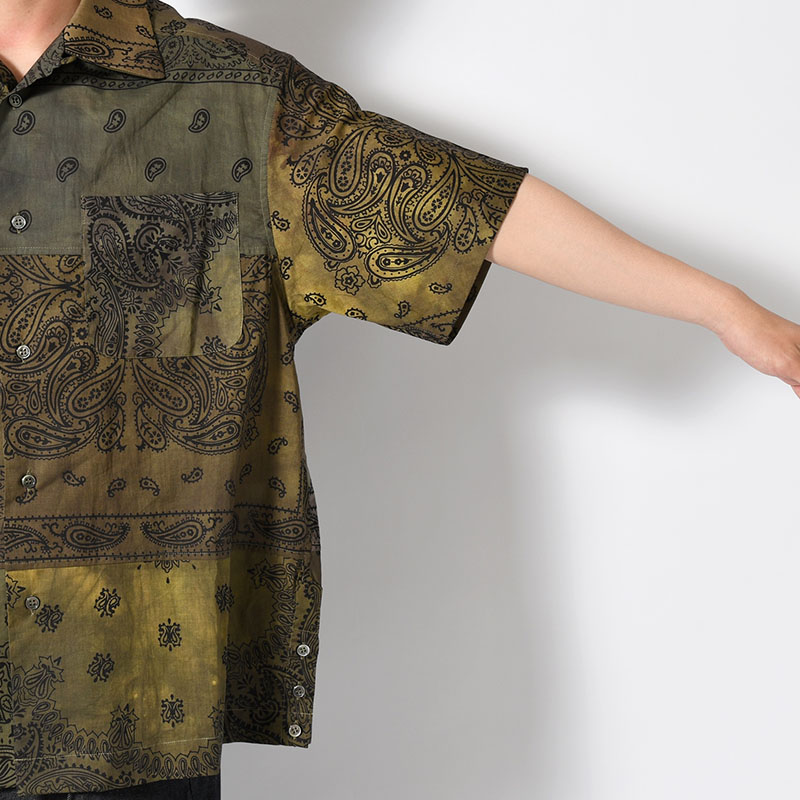 BANDANA PATCH WORK SS SHIRT Sun Fade Size:2 -KHAKI-