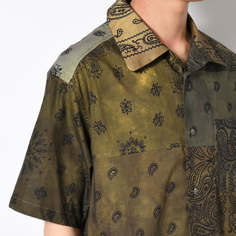 BANDANA PATCH WORK SS SHIRT Sun Fade Size:2 -KHAKI-