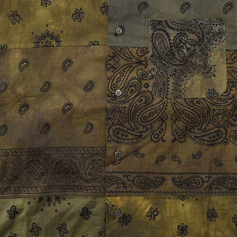 BANDANA PATCH WORK SS SHIRT Sun Fade Size:2 -KHAKI-