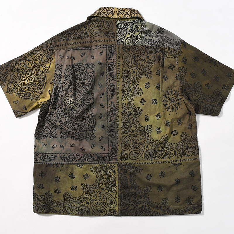 BANDANA PATCH WORK SS SHIRT Sun Fade Size:2 -KHAKI-