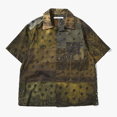 BANDANA PATCH WORK SS SHIRT Sun Fade Size:2 -KHAKI-
