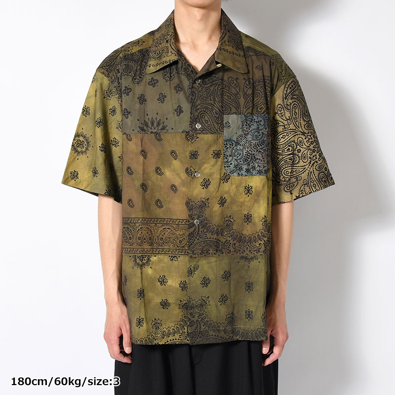 BANDANA PATCH WORK SS SHIRT Sun Fade Size:3 -KHAKI-