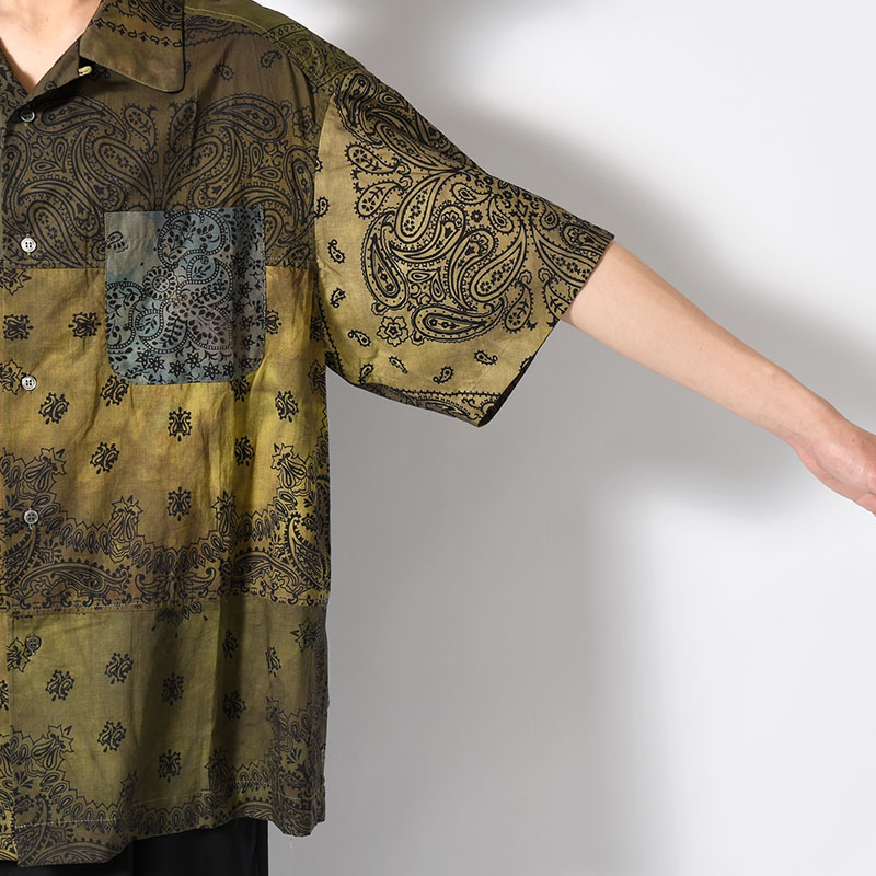 BANDANA PATCH WORK SS SHIRT Sun Fade Size:3 -KHAKI-