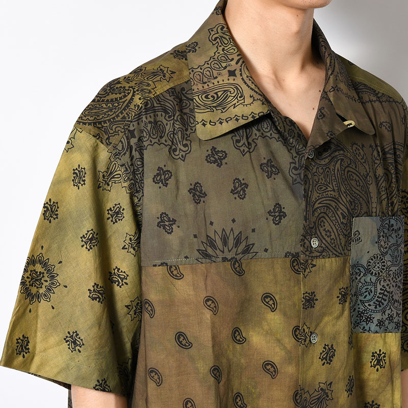 BANDANA PATCH WORK SS SHIRT Sun Fade Size:3 -KHAKI-