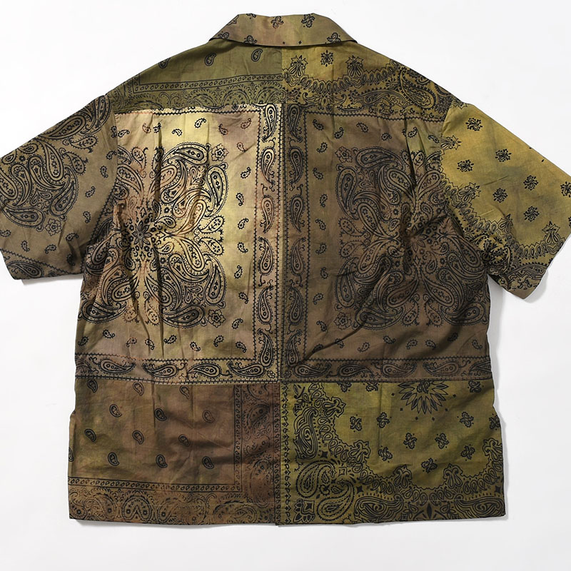 BANDANA PATCH WORK SS SHIRT Sun Fade Size:3 -KHAKI-