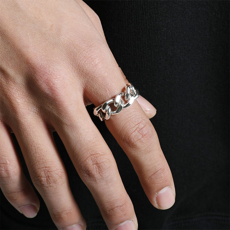 CURB CHAIN ID RING -SILVER-