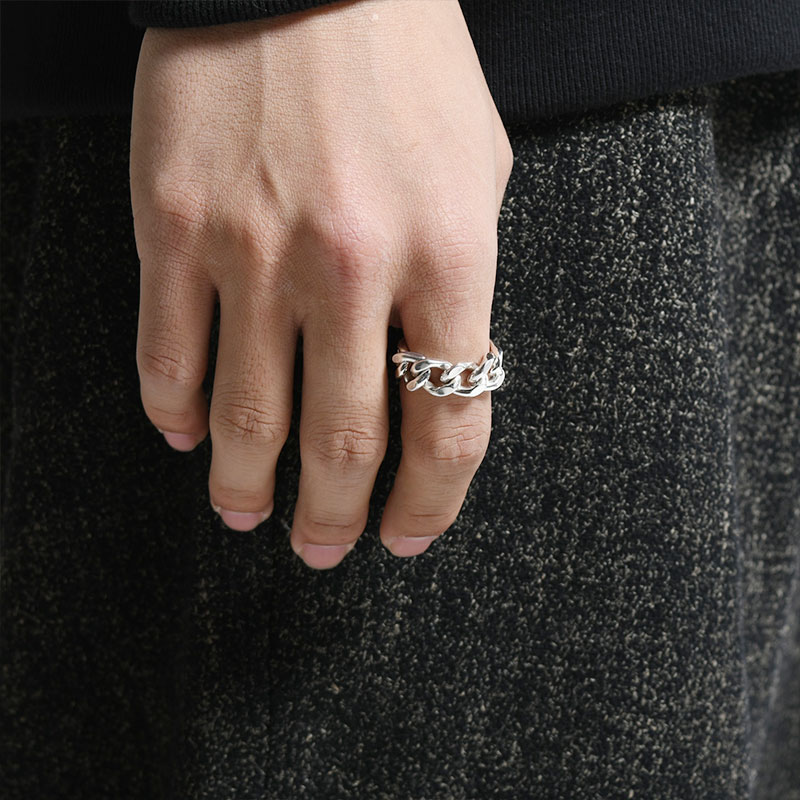 CURB CHAIN ID RING -SILVER-