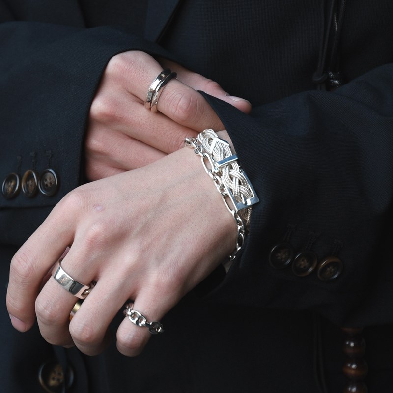 CURB CHAIN ID RING -SILVER-