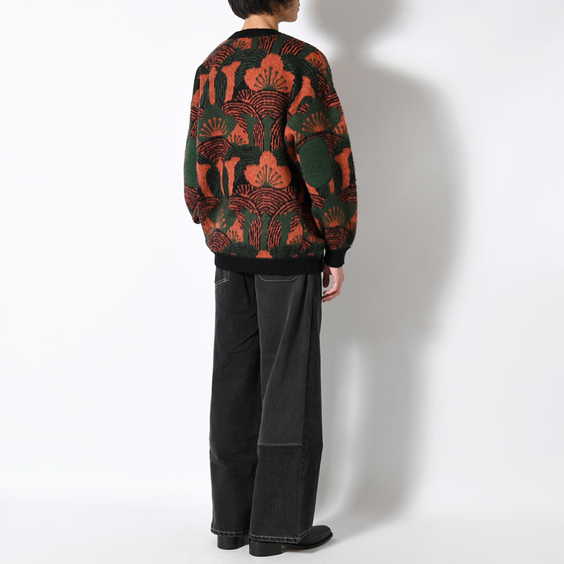 KABUTO MOHAIR CREW KNIT -ORANGE/GREEN-