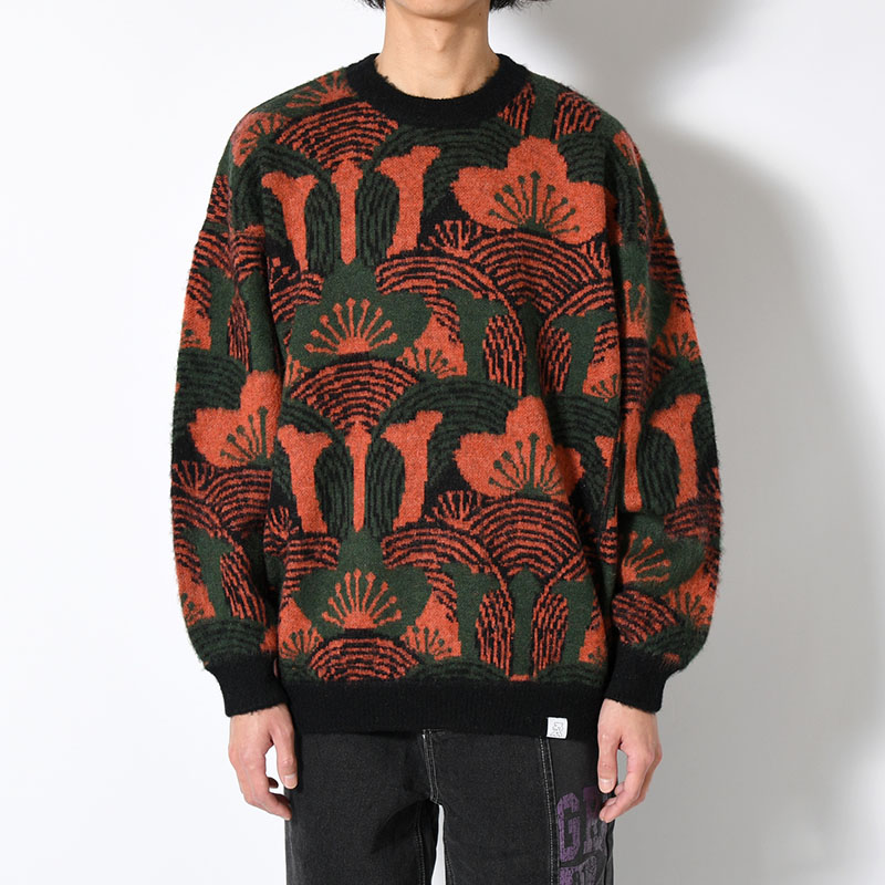 KABUTO MOHAIR CREW KNIT -ORANGE/GREEN-