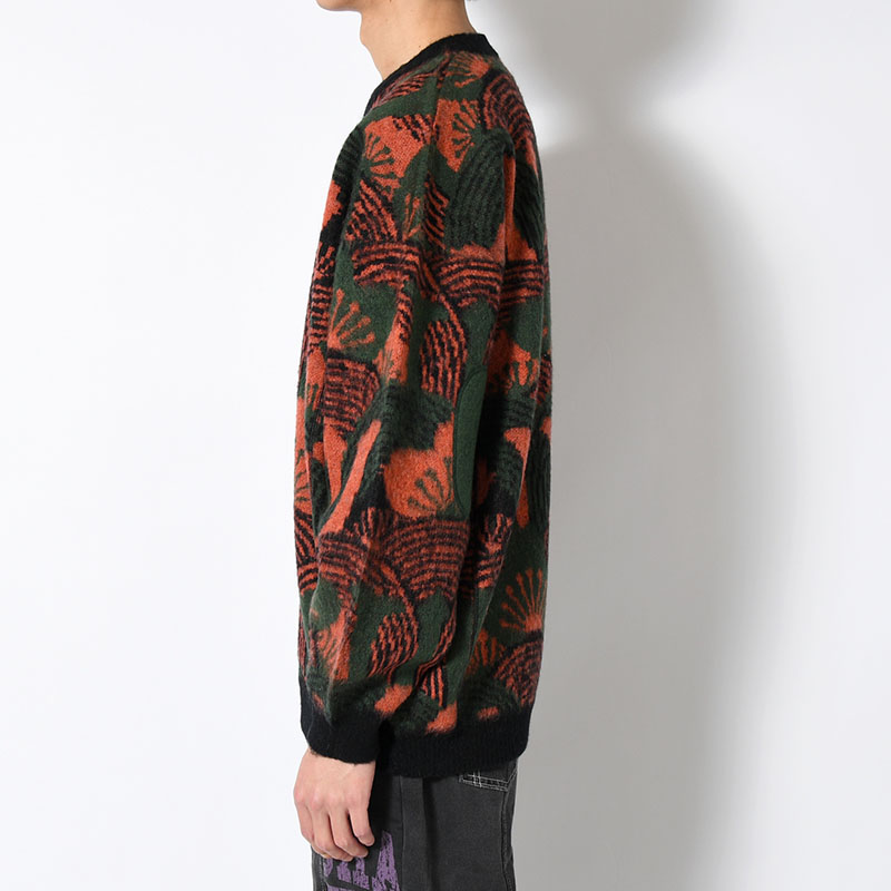 KABUTO MOHAIR CREW KNIT -ORANGE/GREEN-